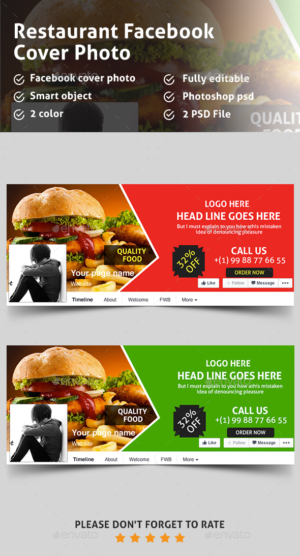 Food & Restaurant Facebook Covers by Pixelpick GraphicRiver